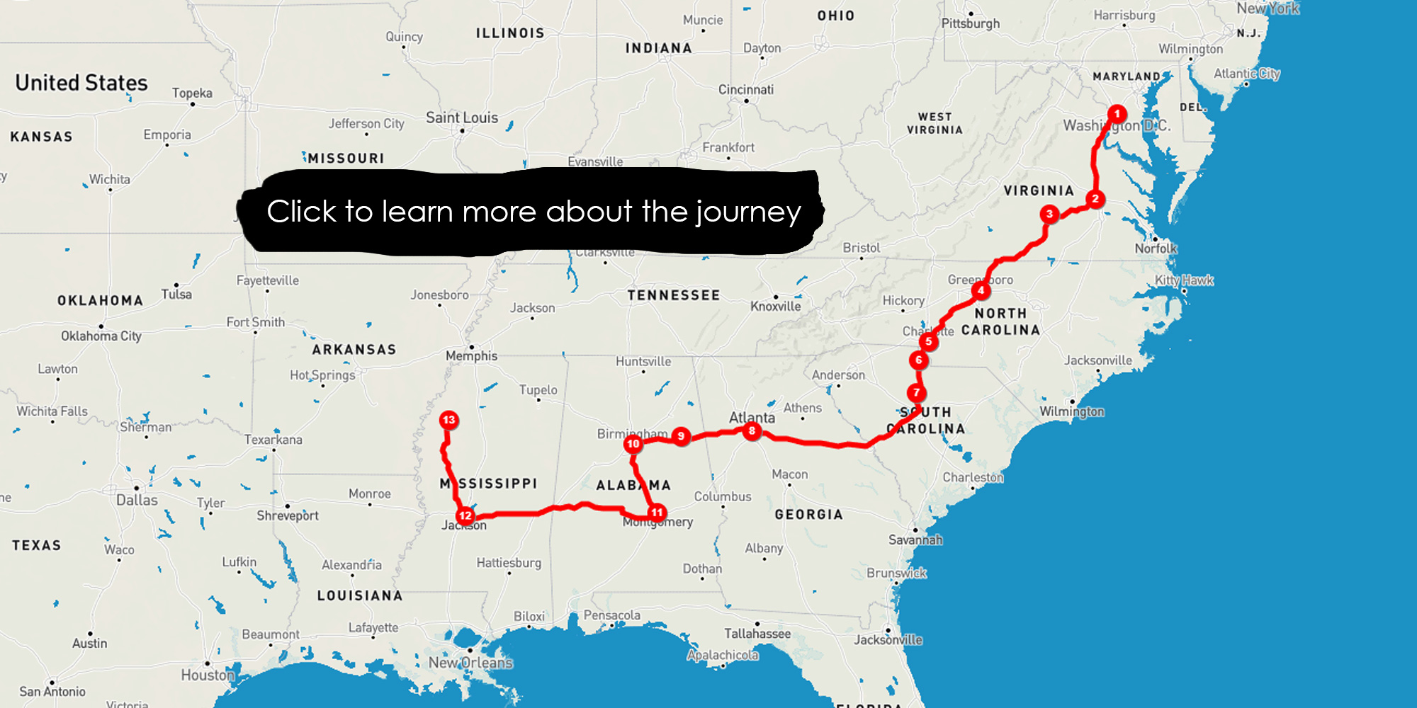 Breach of Peace - Freedom Riders map